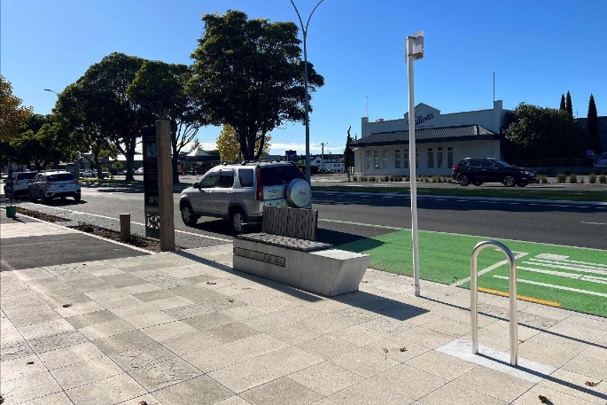 SunLive – Decorative pavers and cycle rails on Cameron Road